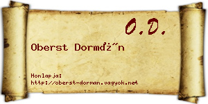 Oberst Dormán névjegykártya